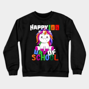 happy 100th day of school unicorn co Crewneck Sweatshirt